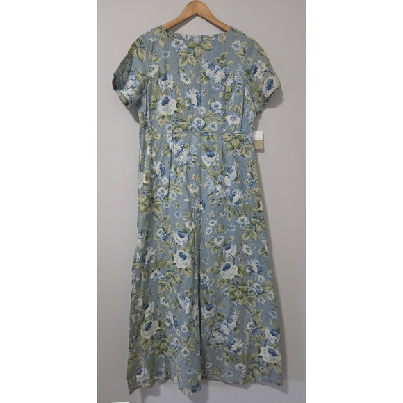 Liz Claiborne Dresses & Skirts - Liz Claiborne Lizwear Blue Floral Cotton Maxi Dress Button Back Vintage 12 NWT